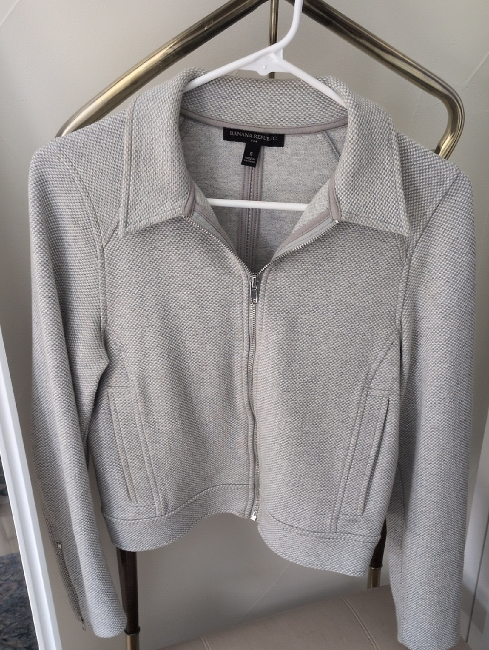 Banana Republic Women's Light Heather Gray Zip Jacket S